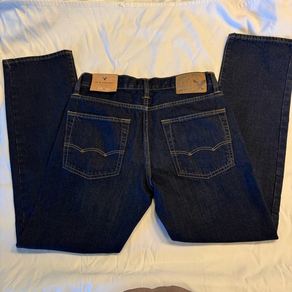 American Eagle Outfitters Men’s Slim Straight jeans, dark wash, NWT, Sz 28/30 - Picture 2 of 13